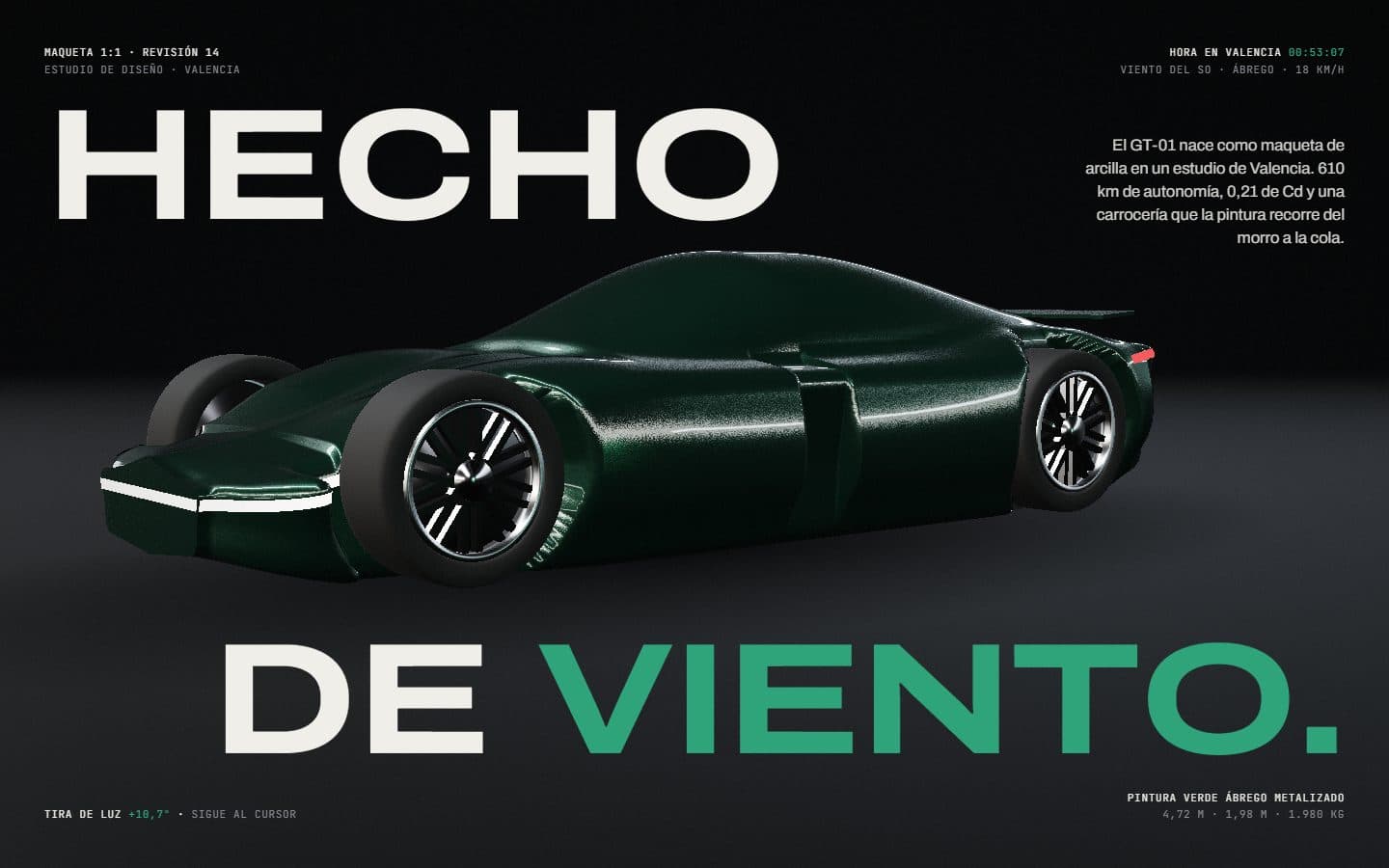 Lo que generó la IA con el prompt Lite de Boreal GT-01 · gran turismo eléctrico hecho de viento