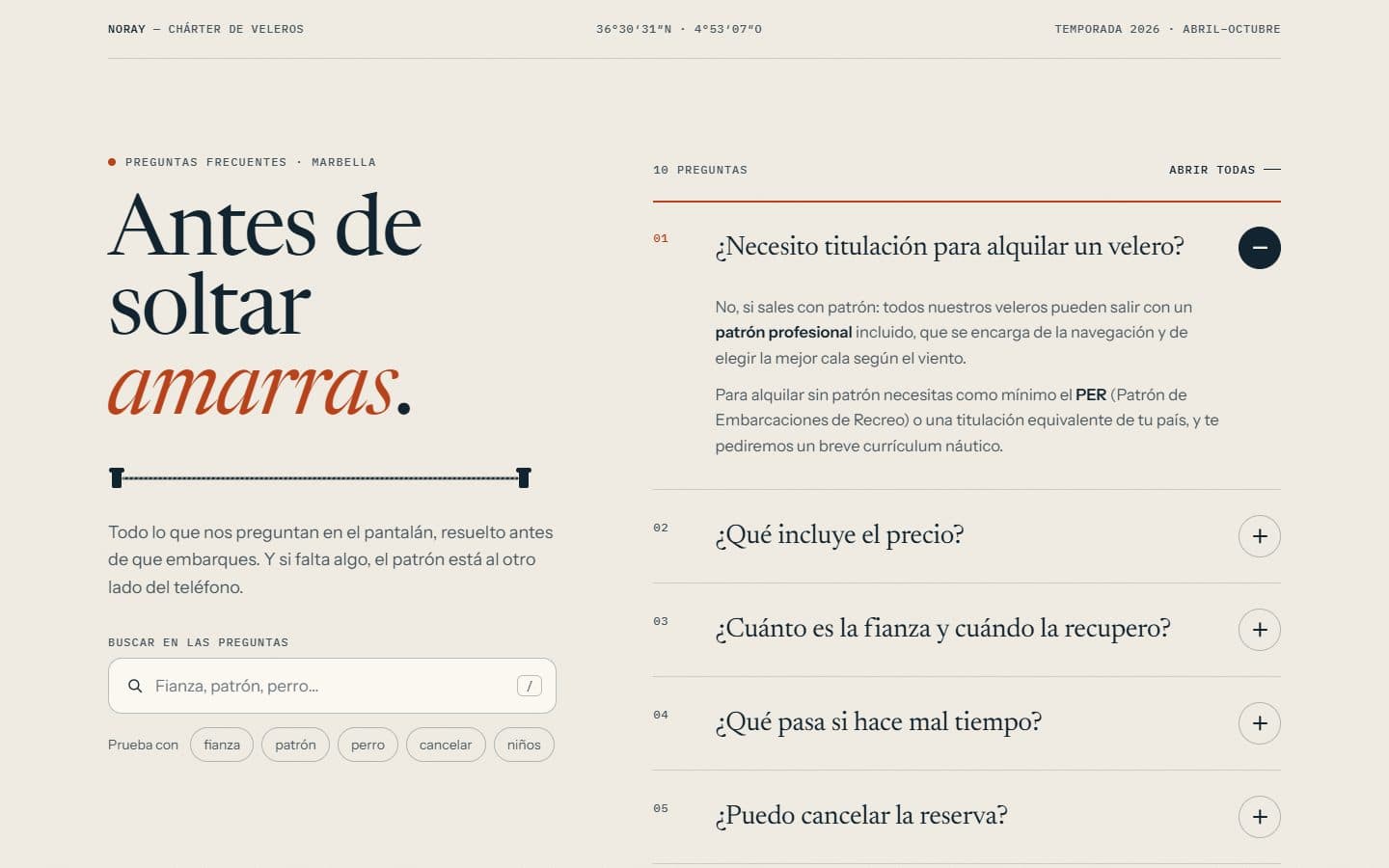 Lo que generó la IA con el prompt Completo de FAQ con acordeón de muelle